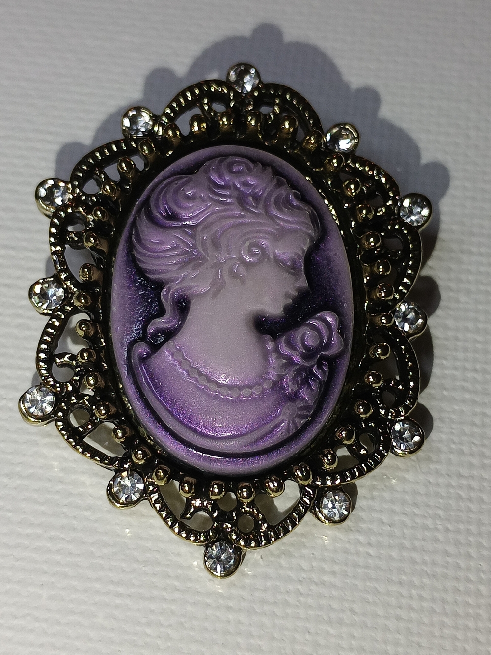 Vintage-Inspired Purple Cameo Brooch Brooch